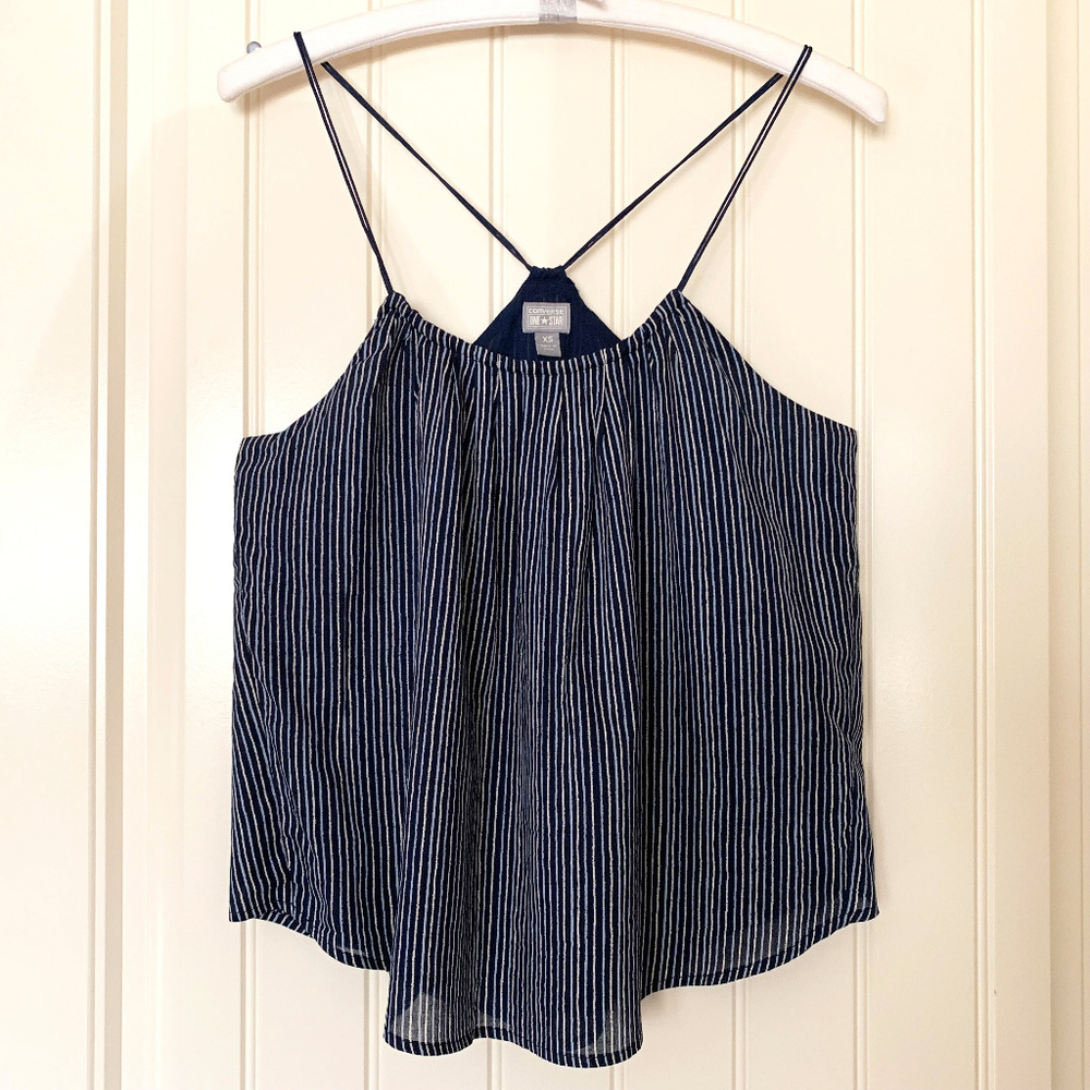 Converse 'One Star' Stripey TOP Navy Blue Size XS